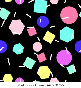 Vector seamless geometric pattern. Memphis Style. Abstract 80s.