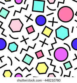 Vector seamless geometric pattern. Memphis Style. Abstract 80s.