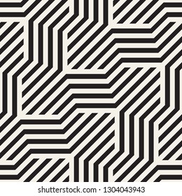 Vector seamless geometric pattern. Modern stylish interlaced lines abstract texture. Polygonal linear grid from striped slanted elements.