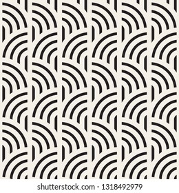 Vector seamless geometric pattern. Modern stylish abstract rounded lines texture. Repeating concentric arcs.