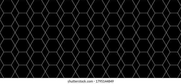 Vector seamless geometric pattern. Modern thin hexagon grid texture.