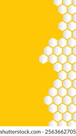 Vector seamless geometric pattern. Modern thin hexagon grid texture. Background white honeycomb in isolated yellow background. EPS 10