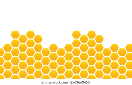 Vector seamless geometric pattern. Modern thin hexagon grid texture. Background yellow honeycomb in isolated white background. EPS 10