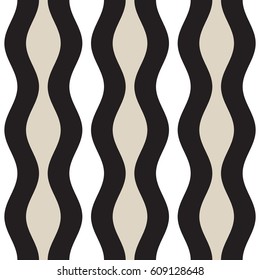 Vector Seamless Geometric Pattern. Monochrome Wavy Lines. Elegant Ripple Stripes