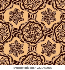 Vector seamless, geometric pattern. Oriental ornament, in light brown tones. For the design of carpet, bedspread, textile, scarf, wrapping paper.