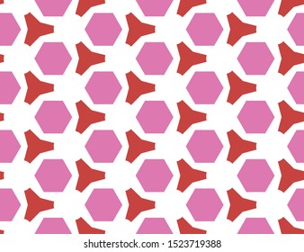 Vector seamless geometric pattern. In red and pink colors on white background.