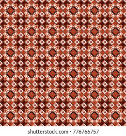 Vector seamless geometric pattern of red, white and orange tiles.