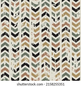 Vector seamless geometric pattern. Retro zig zag scandinavian style texture pattern on beige background.
