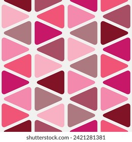 Vector seamless geometric pattern with rose triangles on white background