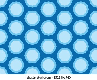 Vector seamless geometric pattern. Shaped light blue circles, bubbles on dark blue background.