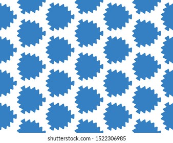 Vector seamless geometric pattern. Shaped blue leaves on white background.