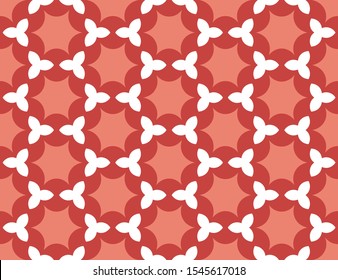 Vector seamless geometric pattern. Shaped in red and white colors.