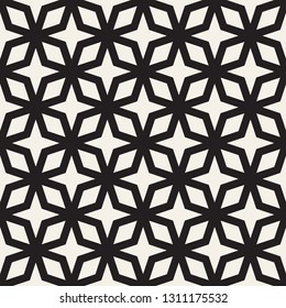 Vector seamless geometric pattern. Simple abstract lines stylish lattice. Repeating rhombus and star shapes tiling background.