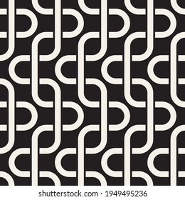 Vector seamless geometric pattern. Simple abstract interlaced rounded lines lattice. Repeating elements stylish background tiling