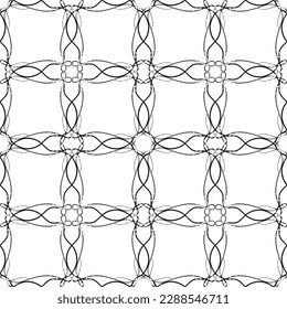 Vector seamless geometric pattern. Smooth lines. White background, black lines.A texture with a monochrome lattice.Fashionable geometric grid.The pattern is made in the Art Nouveau and Art Deco style.