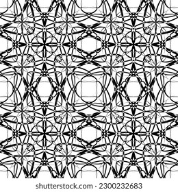 Vector seamless geometric pattern. Smooth lines. White background, black lines.A texture with a monochrome lattice.Fashionable geometric grid.The pattern is made in the Art Nouveau and Art Deco style.