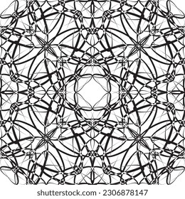 Vector seamless geometric pattern. Smooth lines. White background, black lines.A texture with a monochrome lattice.Fashionable geometric grid.The pattern is made in the Art Nouveau and Art Deco style.