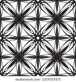 Vector seamless geometric pattern. Smooth lines. White background, black lines.A texture with a monochrome lattice.Fashionable geometric grid.The pattern is made in the Art Nouveau and Art Deco style.