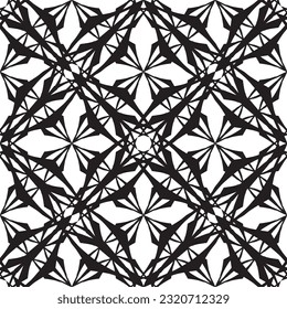 Vector seamless geometric pattern. Smooth lines. White background, black lines.A texture with a monochrome lattice.Fashionable geometric grid.The pattern is made in the Art Nouveau and Art Deco style.