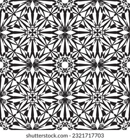 Vector seamless geometric pattern. Smooth lines. White background, black lines.A texture with a monochrome lattice.Fashionable geometric grid.The pattern is made in the Art Nouveau and Art Deco style.