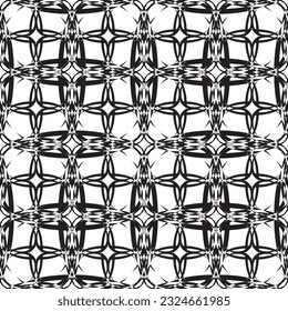 Vector seamless geometric pattern. Smooth lines. White background, black lines.A texture with a monochrome lattice.Fashionable geometric grid.The pattern is made in the Art Nouveau and Art Deco style.