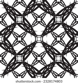 Vector seamless geometric pattern. Smooth lines. White background, black lines.A texture with a monochrome lattice.Fashionable geometric grid.The pattern is made in the Art Nouveau and Art Deco style.