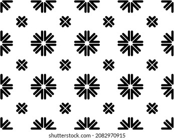 Vector seamless geometric pattern of strokes. Flowers shape illusion. Black elements on a white background. Minimalistic design for textile, poster, card, fabric, flyer, paper. Vector EPS 10. 