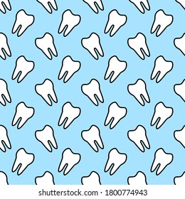 Vector seamless geometric pattern with teeth. Dental medical background for decoration, digital paper, textile. Minimalistic style backdrop for web