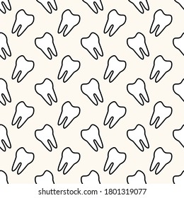 Vector seamless geometric pattern with teeth. Dental medical background for decoration, digital paper, textile. Minimalistic style backdrop for web