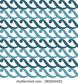 Vector seamless geometric pattern. Waves background. Blue color texture