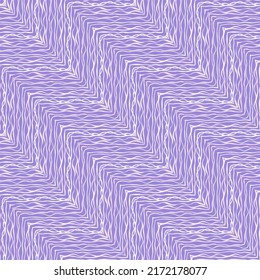Vector seamless geometric pattern of wavy lines in lilac lilac pastel colors for fabric design