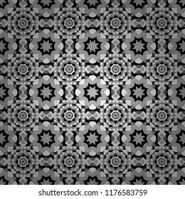 Vector seamless geometric pattern of white, gray and black tiles.