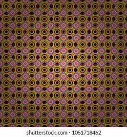 Vector seamless geometric pattern of yellow, pink and black tiles.