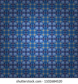 Vector seamless geometric pattern of yellow, blue and violet tiles.