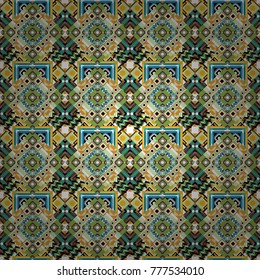 Vector seamless geometric pattern of yellow, white and black tiles.