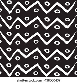 Vector seamless geometric pattern with zigzags.Black and white