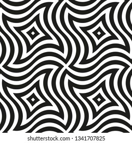 Vector seamless geometric pattern.Endless decorative background. Modern black and white graphic texture. 