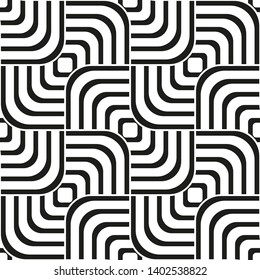Vector seamless geometric pattern.Modern stylish background  with monochrome curved lines.Creative graphic design.