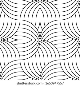 Vector seamless geometric pattern.Modern stylish background  with monochrome curved lines.Creative graphic design.