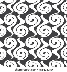 Vector seamless geometric pattern.Modern stylish rounded stripes texture.White and black