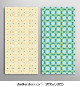 Vector seamless geometric patterns set. Colorful repeating texture for paper, textile fabric print. Vertical borders, backgrounds collection. Graphicornament, design for book cover, card, invitation
