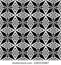 Vector seamless geometric pattern.Smooth lines. Black background, white lines.A texture with a monochrome lattice.Fashionable geometric grid.The pattern is made in the Art Nouveau and Art Deco style.