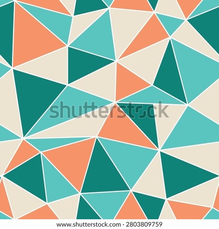 Vector seamless geometric polygonal pattern. Mosaic tile color triangle texture. Abstract repeatable background