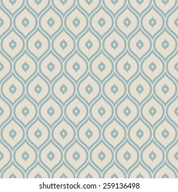 Vector seamless geometric retro pattern. Abstract background made with curved lines.