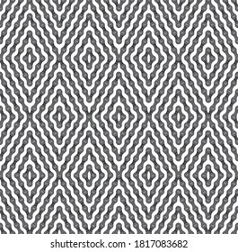 Vector seamless geometric rhombus texture with realistic bicycle chain. Isolated on white background.