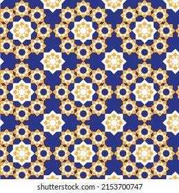 Vector seamless geometric round flower pattern. Starry print. 