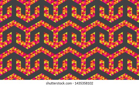 Vector seamless geometric texture with colored triangles.