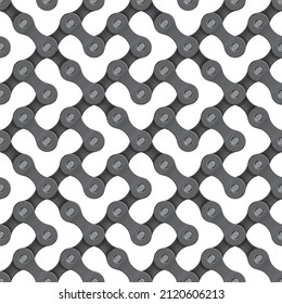Vector seamless geometric texture realistic chain. Isolated on white background