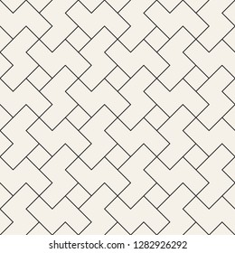 Vector seamless geometric tiling pattern. Simple abstract thin lines lattice. Repeating intersecting elements stylish background design.