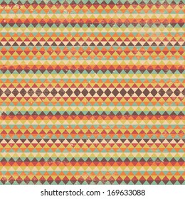Vector Seamless Geometric Triangle Background with Grunge Texture, Hipster Style, Seamless Pattern, Illustration